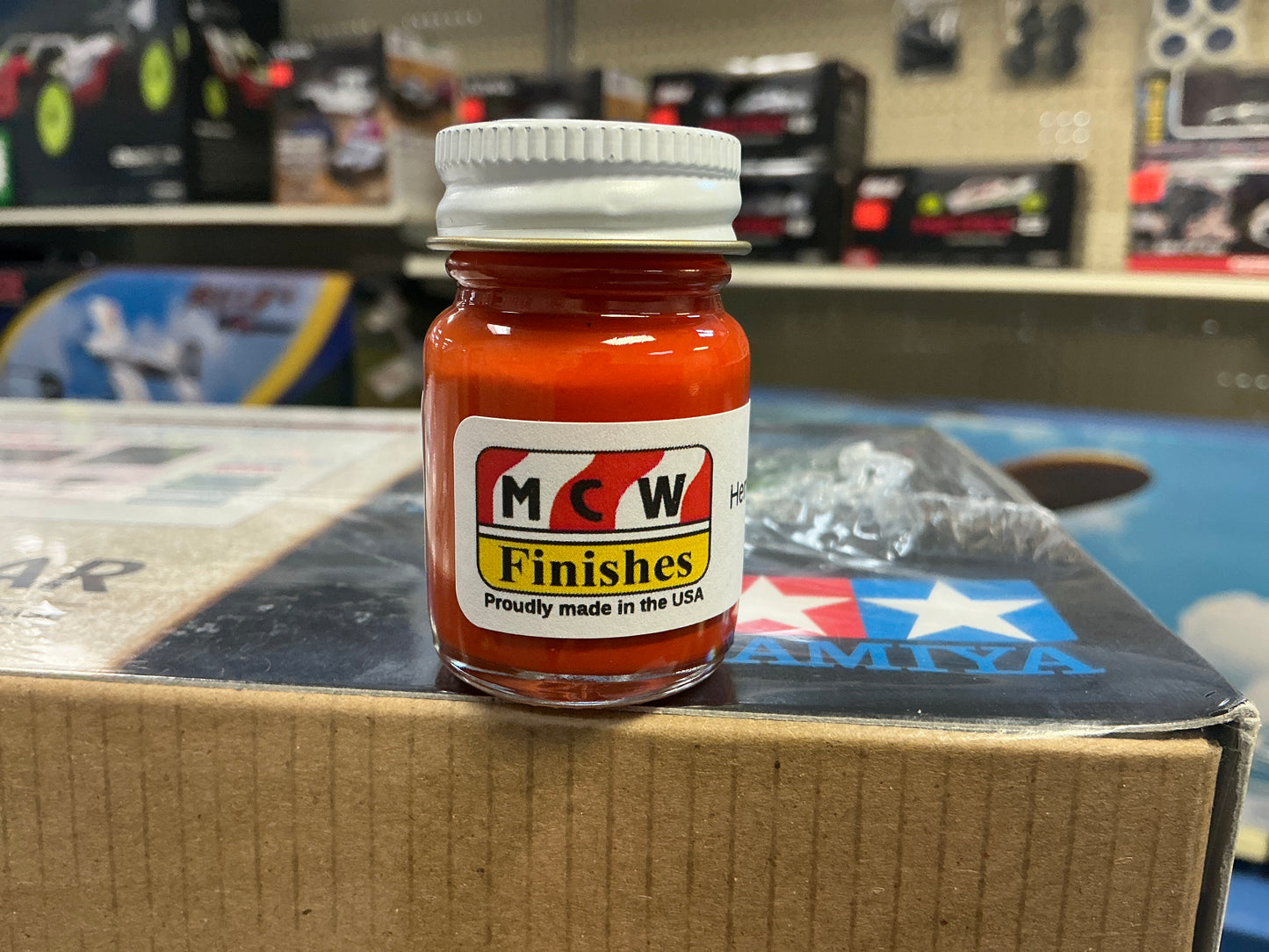 MODEL CAR WORKS (STREET) HEMI ENGINE ORANGE ENAMEL 1/2oz BOTTLE