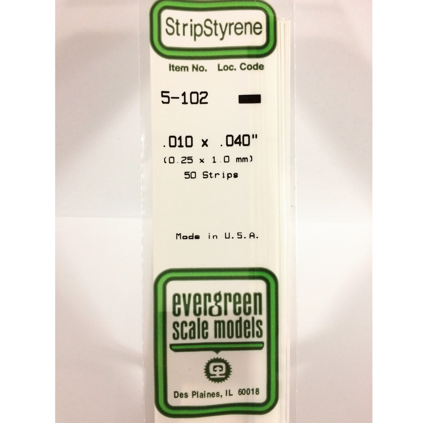 EVERGREEN .010" X .040" OPAQUE WHITE POLYSTYRENE STRIP