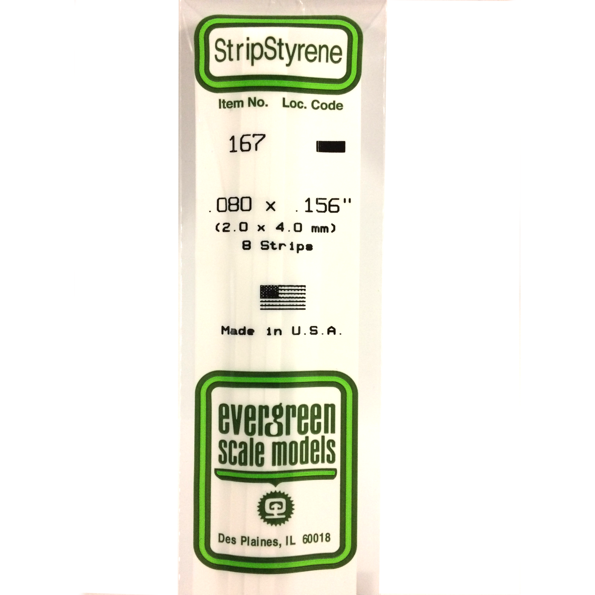 EVERGREEN STRIP STYRENE .080 X .156