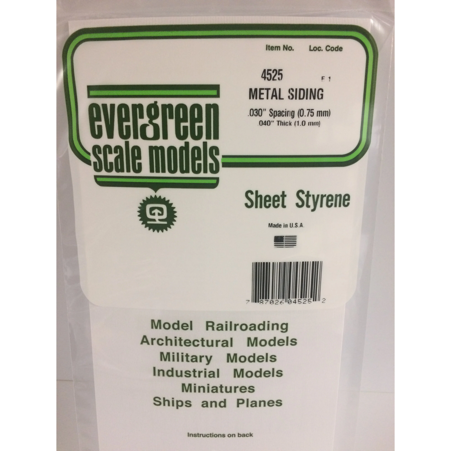 EVERGREEN CORRIGATED SIDEING .040" X .030"