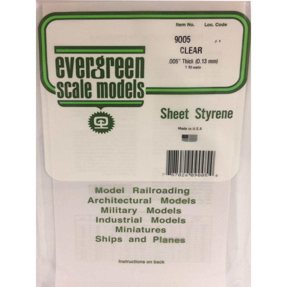 EVERGREEN CLEAR 6X12 .005"