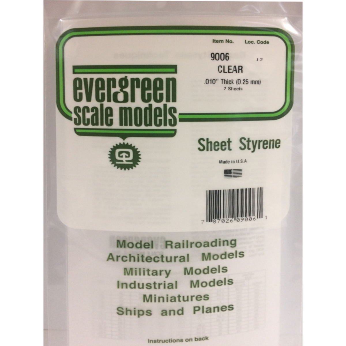 EVERGREEN CLEAR 6X12 .010"