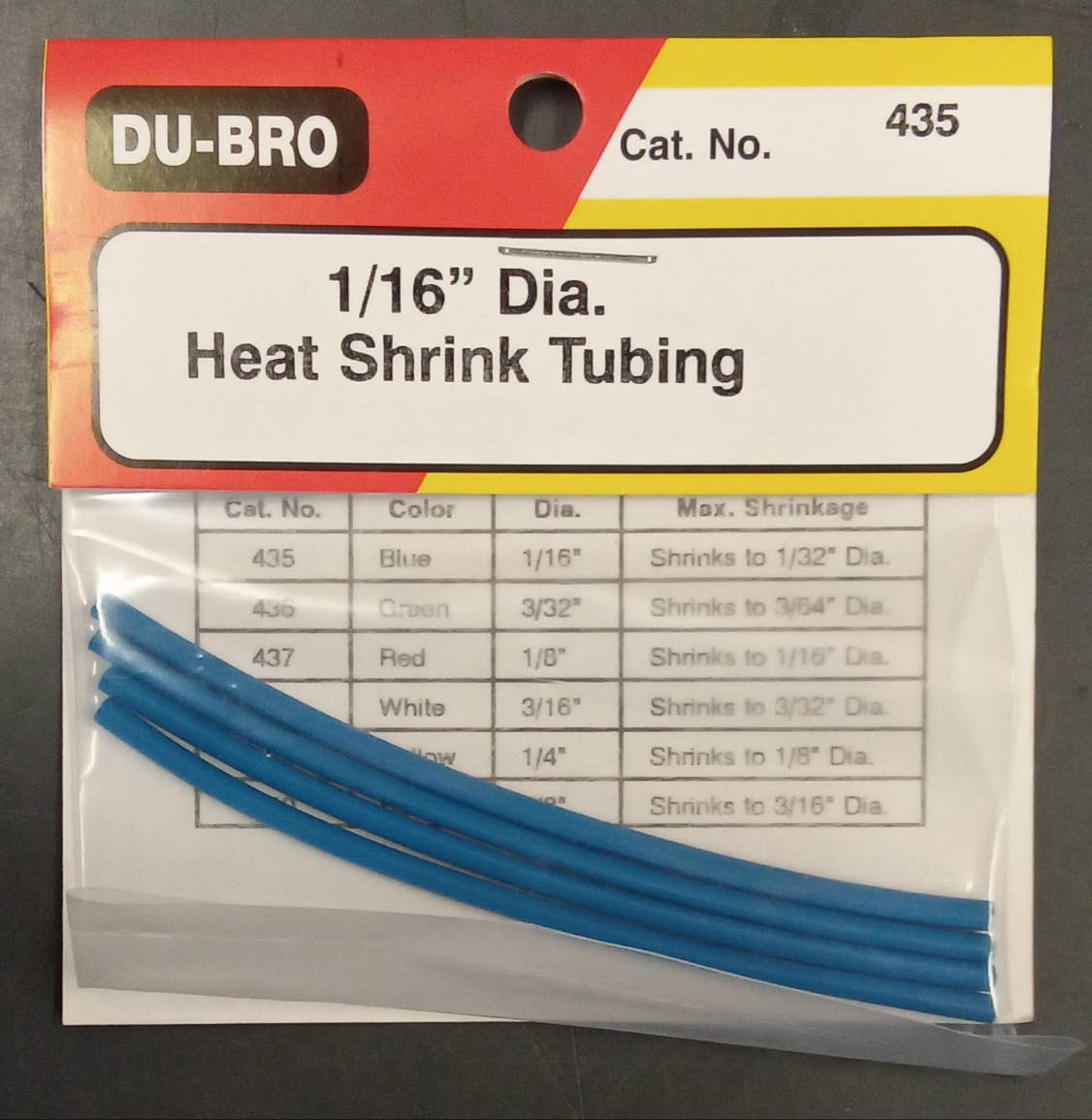 DUBRO HEAT SHRINK TUBE 3X1/16"