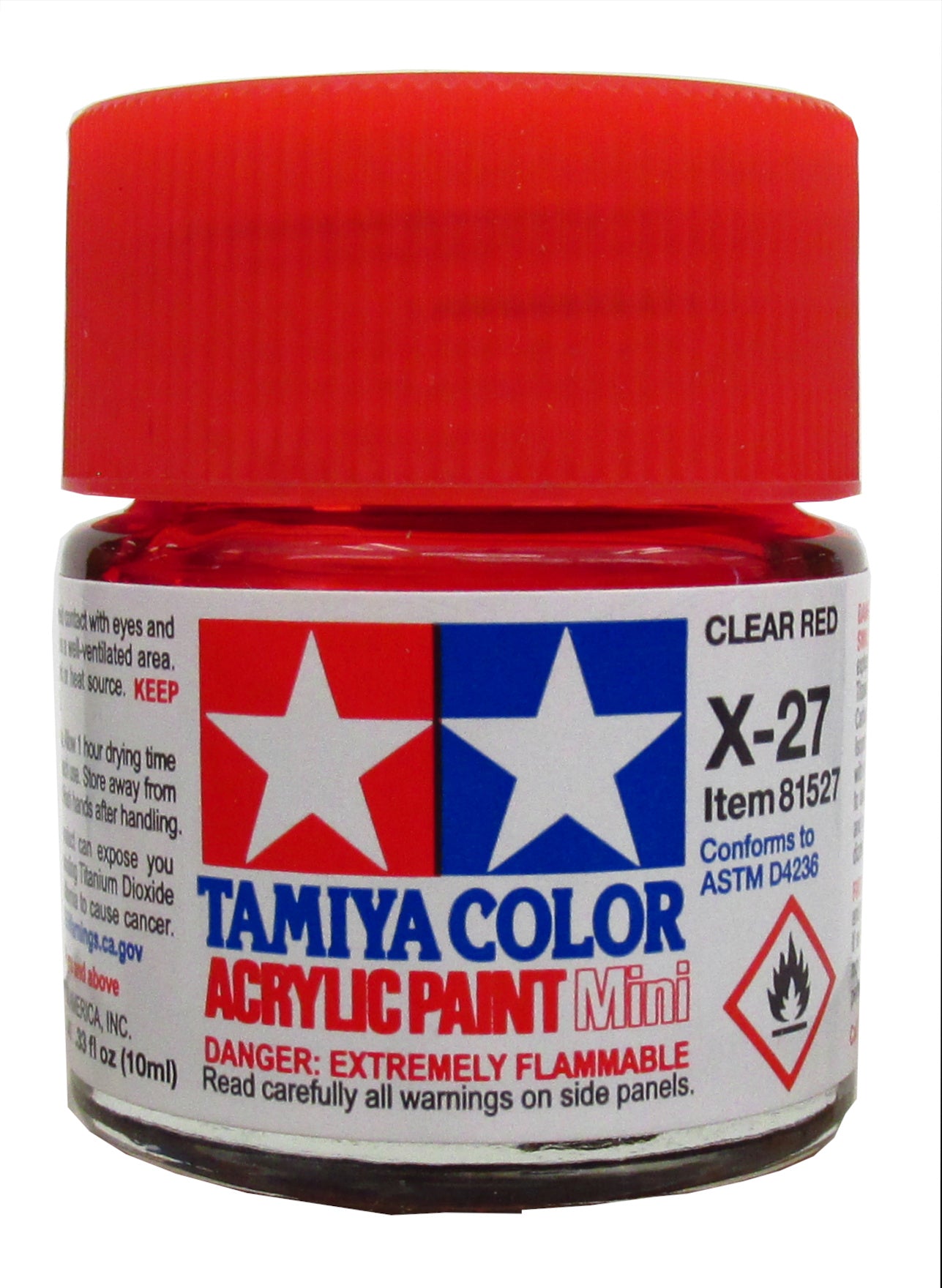 TAMIYA CLEAR RED MINI ACRYLIC X-27 10mL BOTTLE