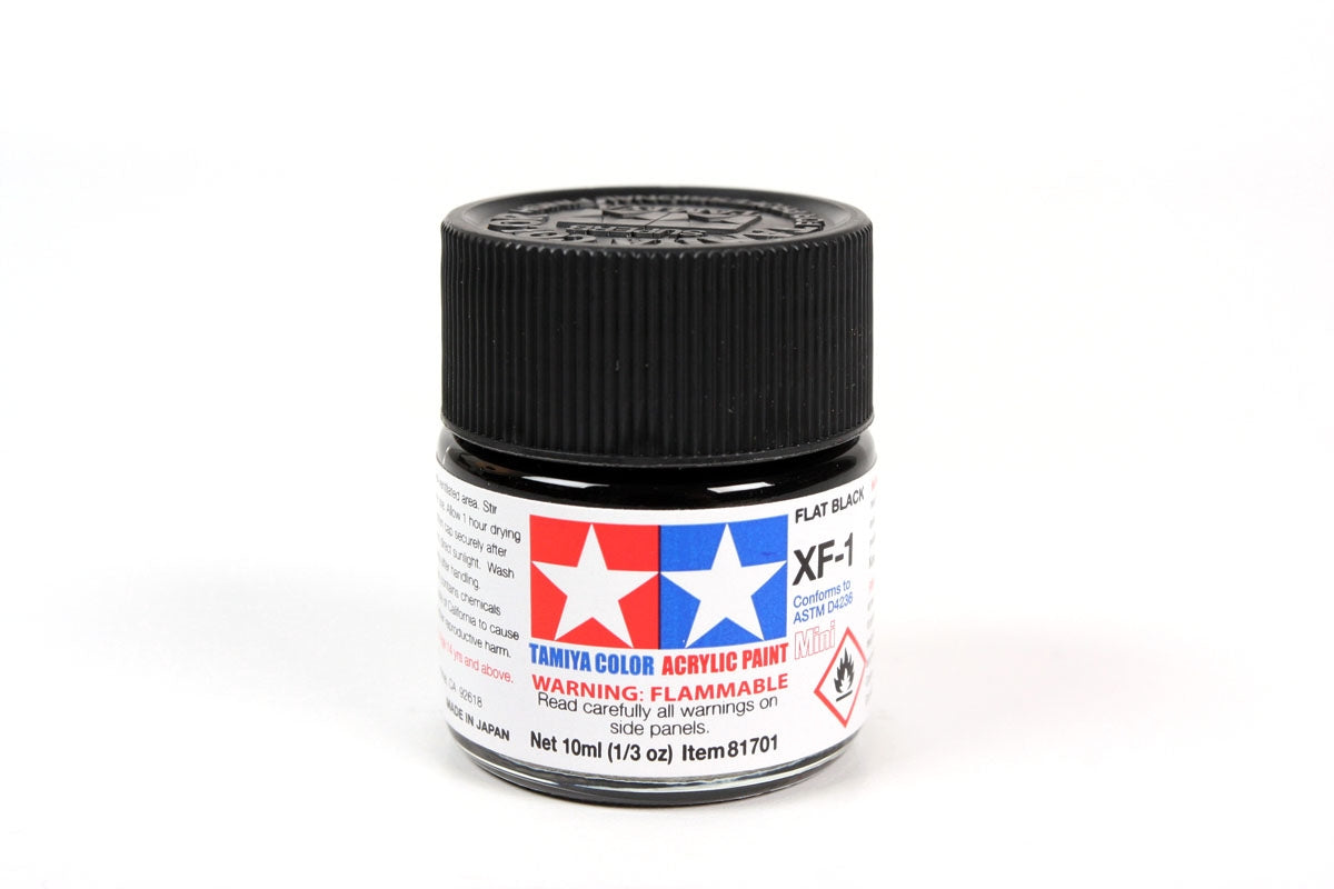 TAMIYA MINI ACRYLIC FLAT BLACK XF-1 10ml BOTTLE