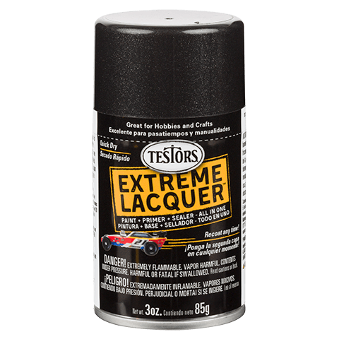 TESTORS BLAZING BLACK SPRAY LACQUER PAINT 3oz CAN TES1832