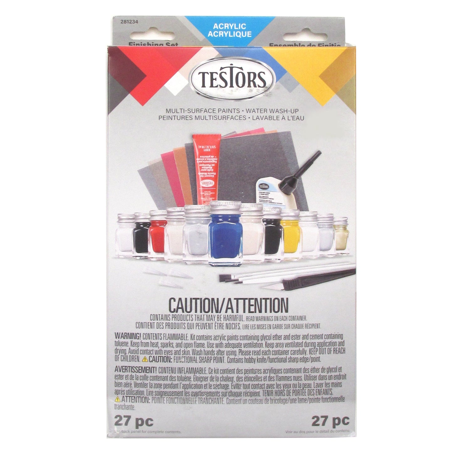 TESTORS 27 PIECE ACRYLIC PAINT FINISH KIT
