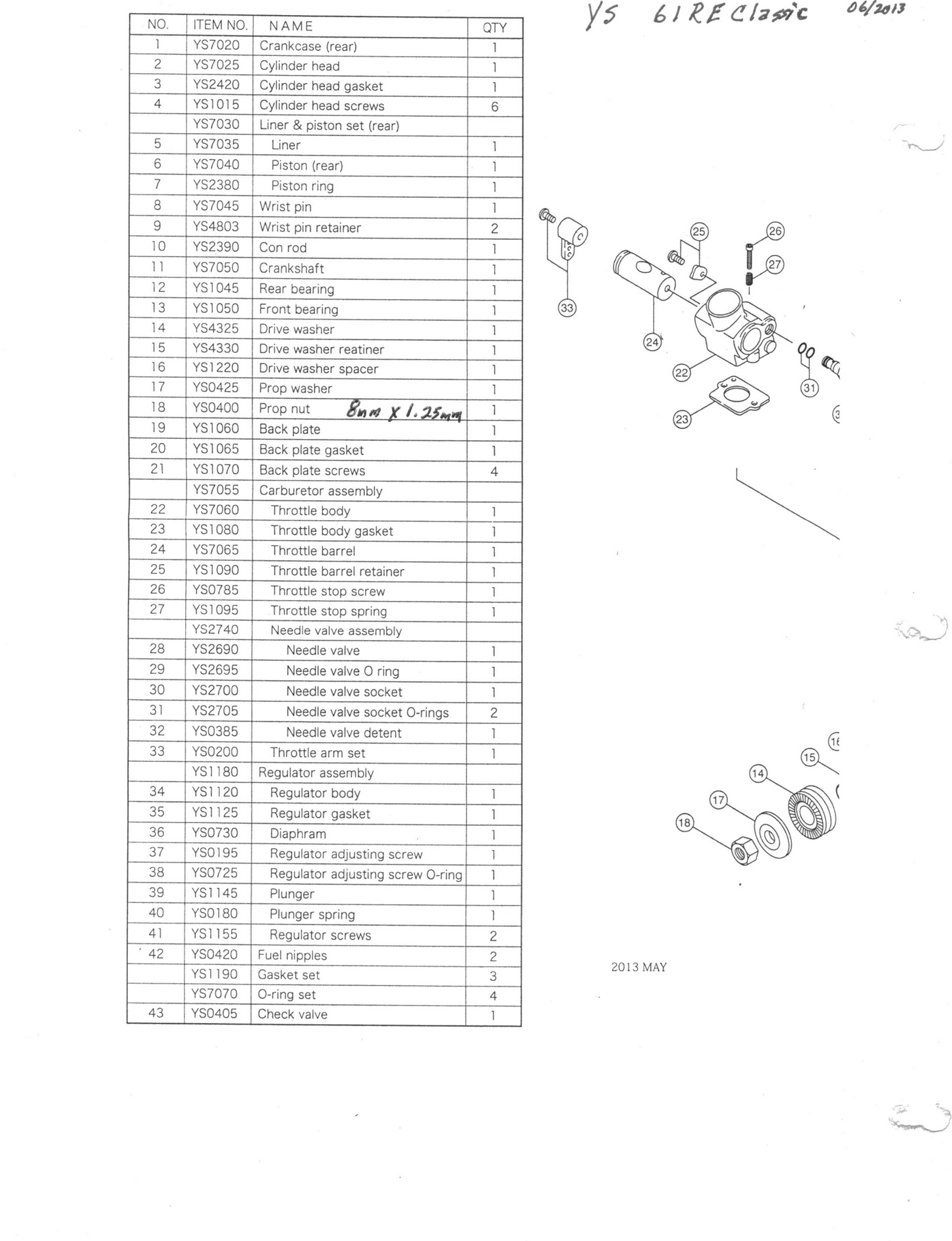 YS 61RE CLASSIC PARTS DIAGRAM