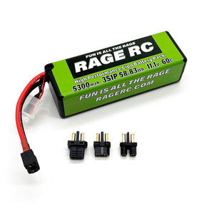 RAGE RC 5300mAh 3S 11.1V 60C Hard Case LiPo Battery with Universal Connector