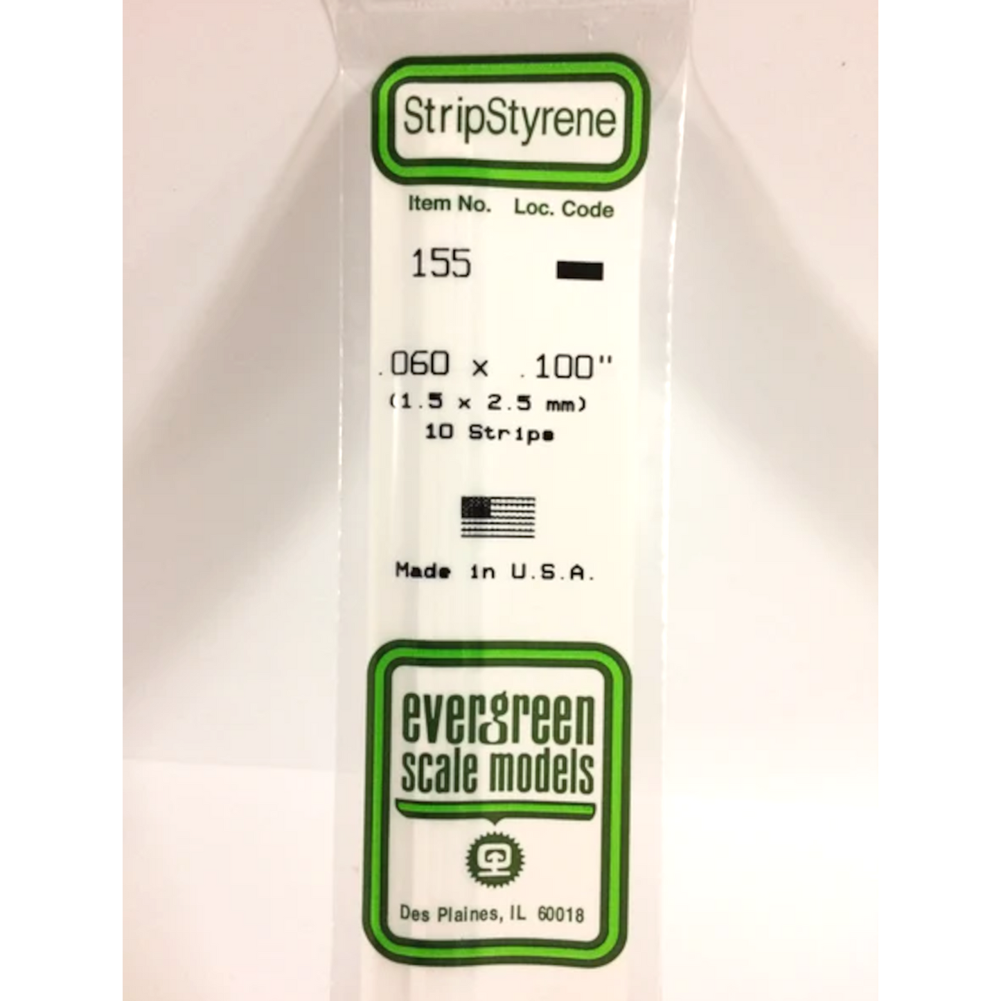 EVERGREEN 060" X .100" OPAQUE WHITE POLYSTYRENE STRIP