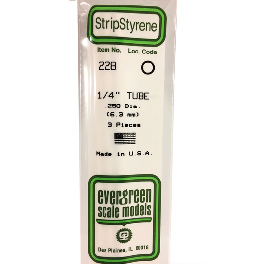 EVERGREEN  .250" (6.3mm) OD OPAQUE WHITE POLYSTYRENE TUBING