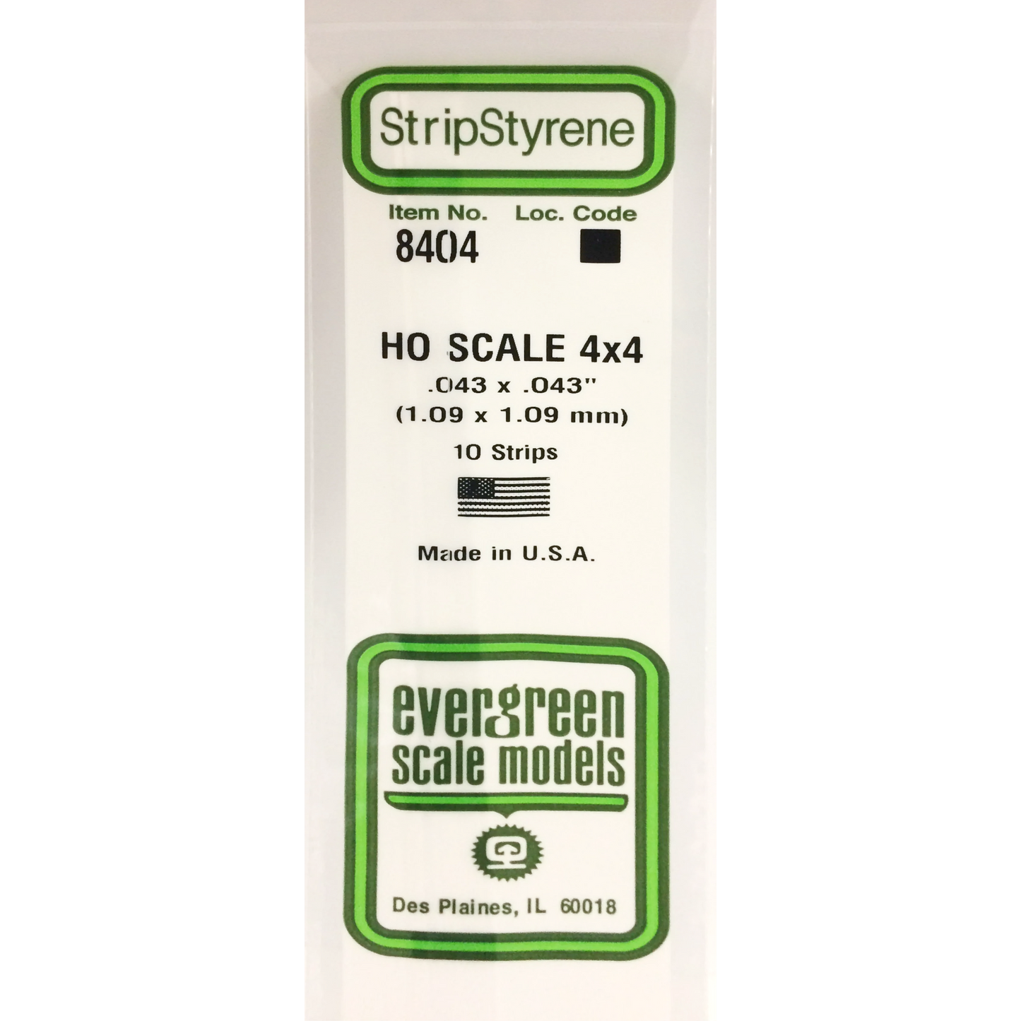 EVERGREEN STRIPSTYRENE HO 4 X 4