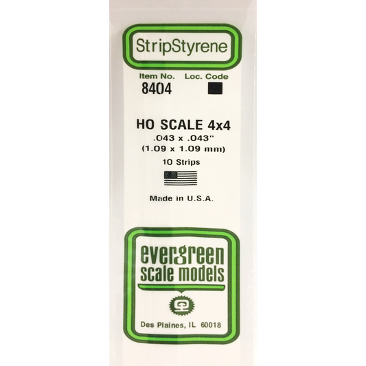 EVERGREEN STRIPSTYRENE HO 4 X 4