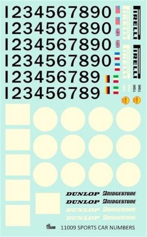 SPORTS CAR NUMBERS DECAL