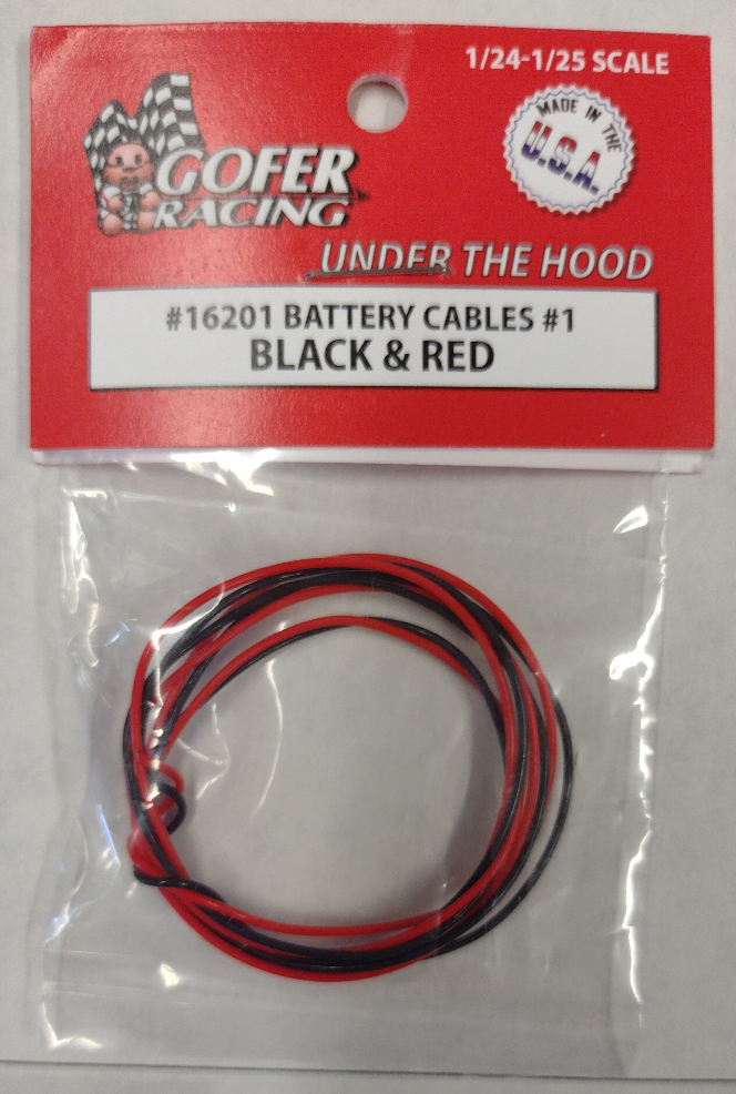 GOFER RACING 1/24 -1/25 BATTERY CABLES BLACK & RED