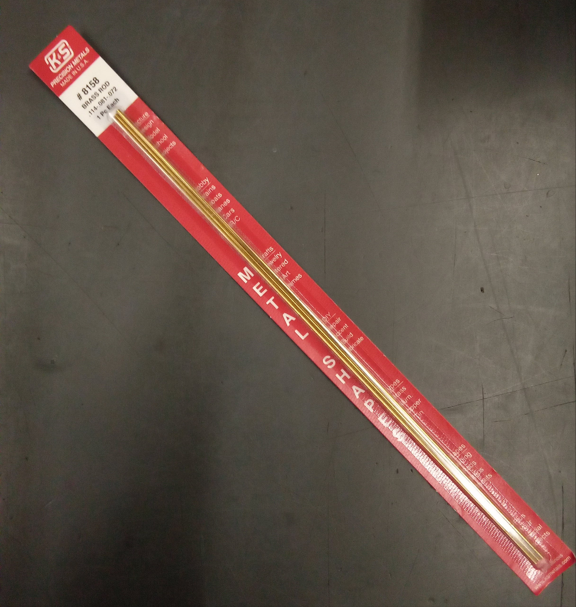 K&S BRASS ROD ONE EACH 0.072, 0.081, 0.114" DIAMETER