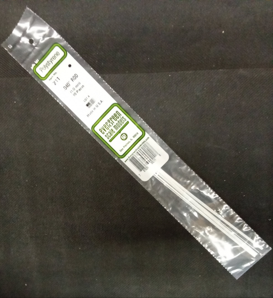 EVERGREEN 0.40" DIAMETER ROUND ROD 14" LENGTH