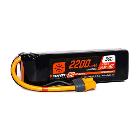 SPEKTRUM 14.8V 2200mAh 4S 50C Smart G2 LiPo Battery: IC3