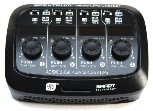 SPEKTRUM S44 Micro 4-port AC/DC 1S LiPo Charger