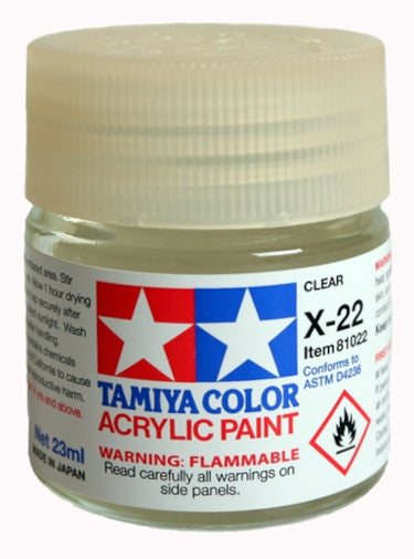 TAMIYA ACRYLIC X-22 GLOSS CLEAR 23mL BOTTLE TAM81022