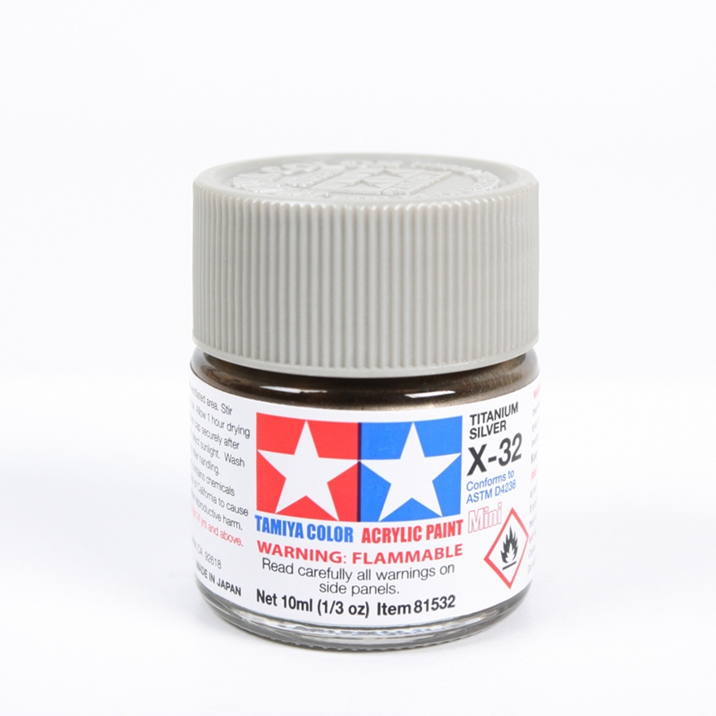 TAMIYA ACRYLIC X-32 TITANIUM SILVER 10ml BOTTLE
