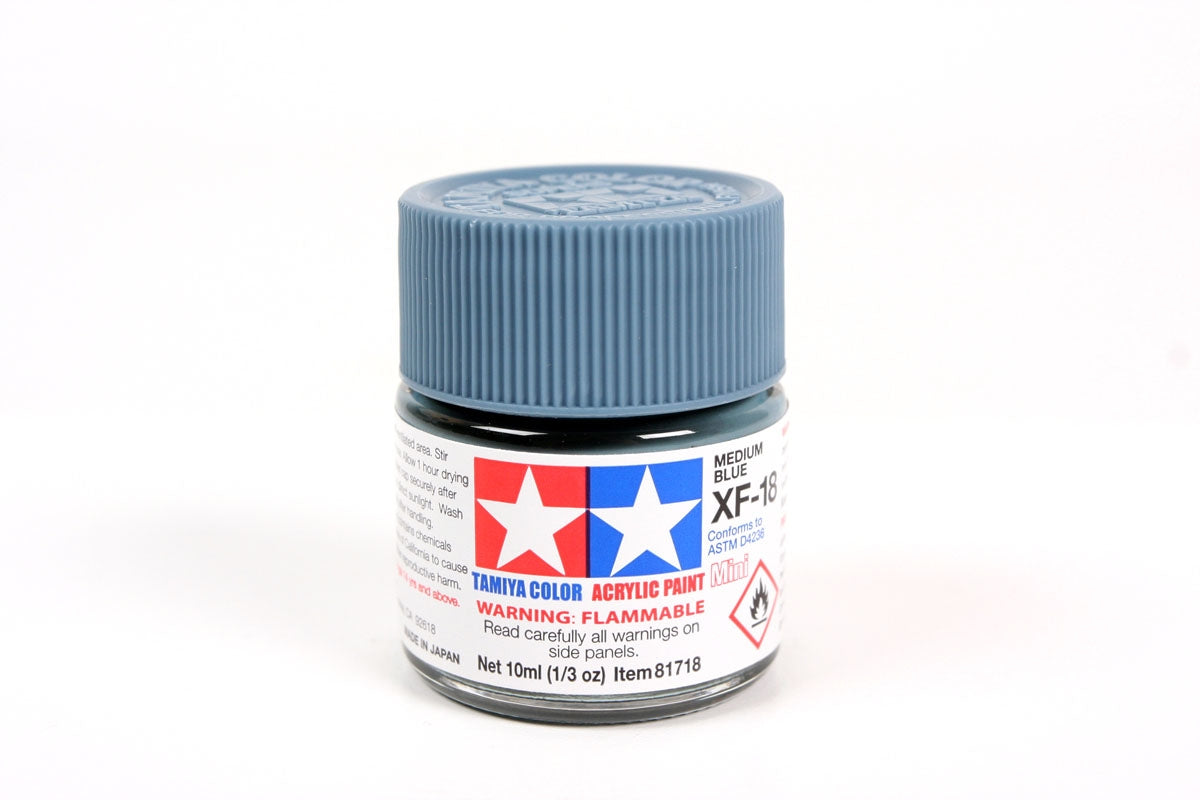 TAMIYA FLAT MEDIUM BLUEACRYLIC XF-18  10mL BOTTLE