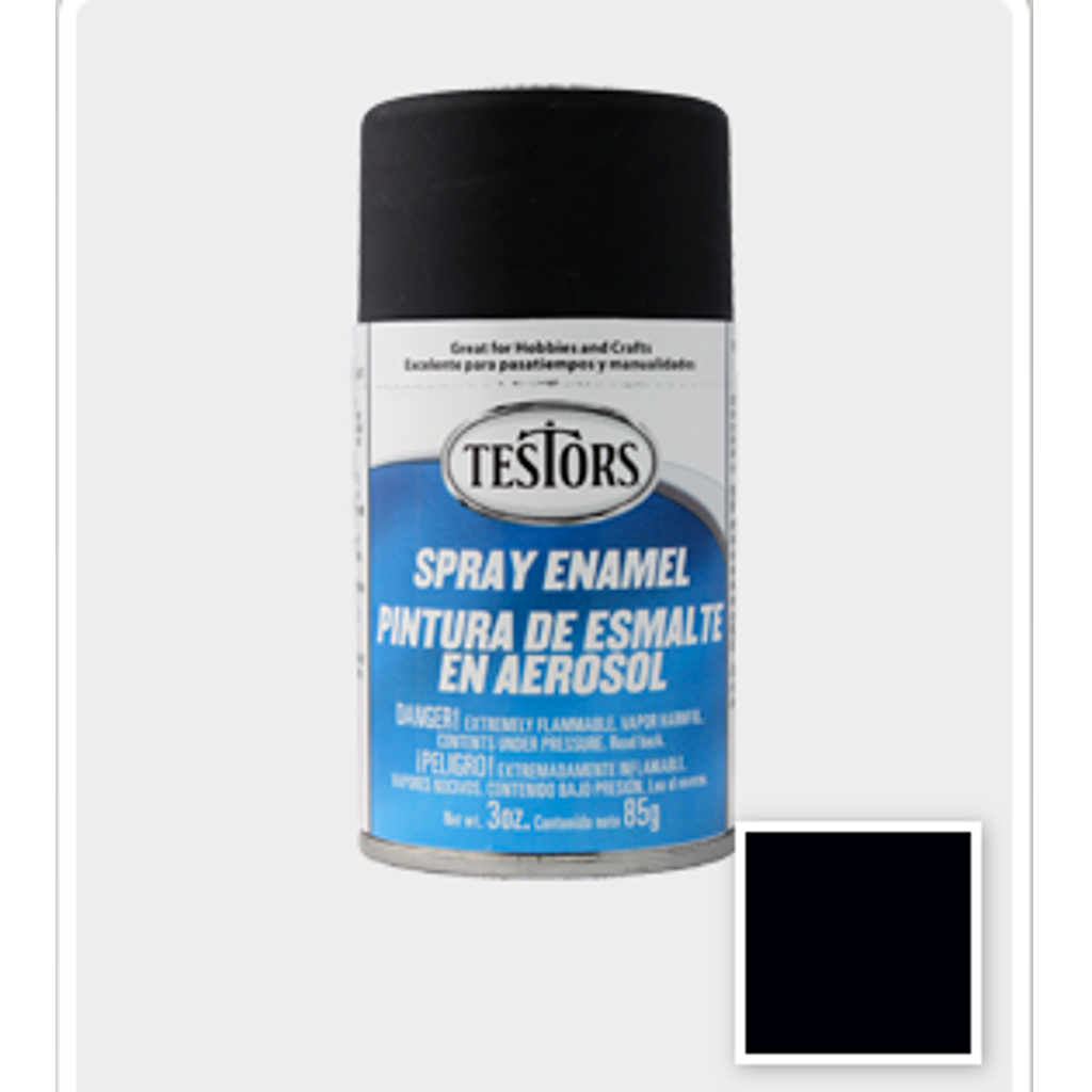 TESTORS FLAT BLACK SPRAY ENAMEL 3oz