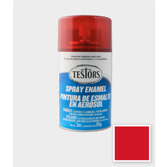 TESTORS CUSTOM RED (CANDY) CLEAR SPRAY ENAMEL 3oz CAN