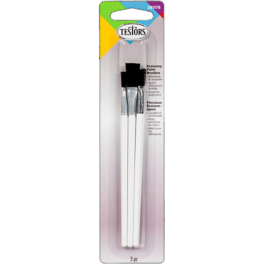 TESTORS 3PC ECONOMY FLAT BRUSH SET B