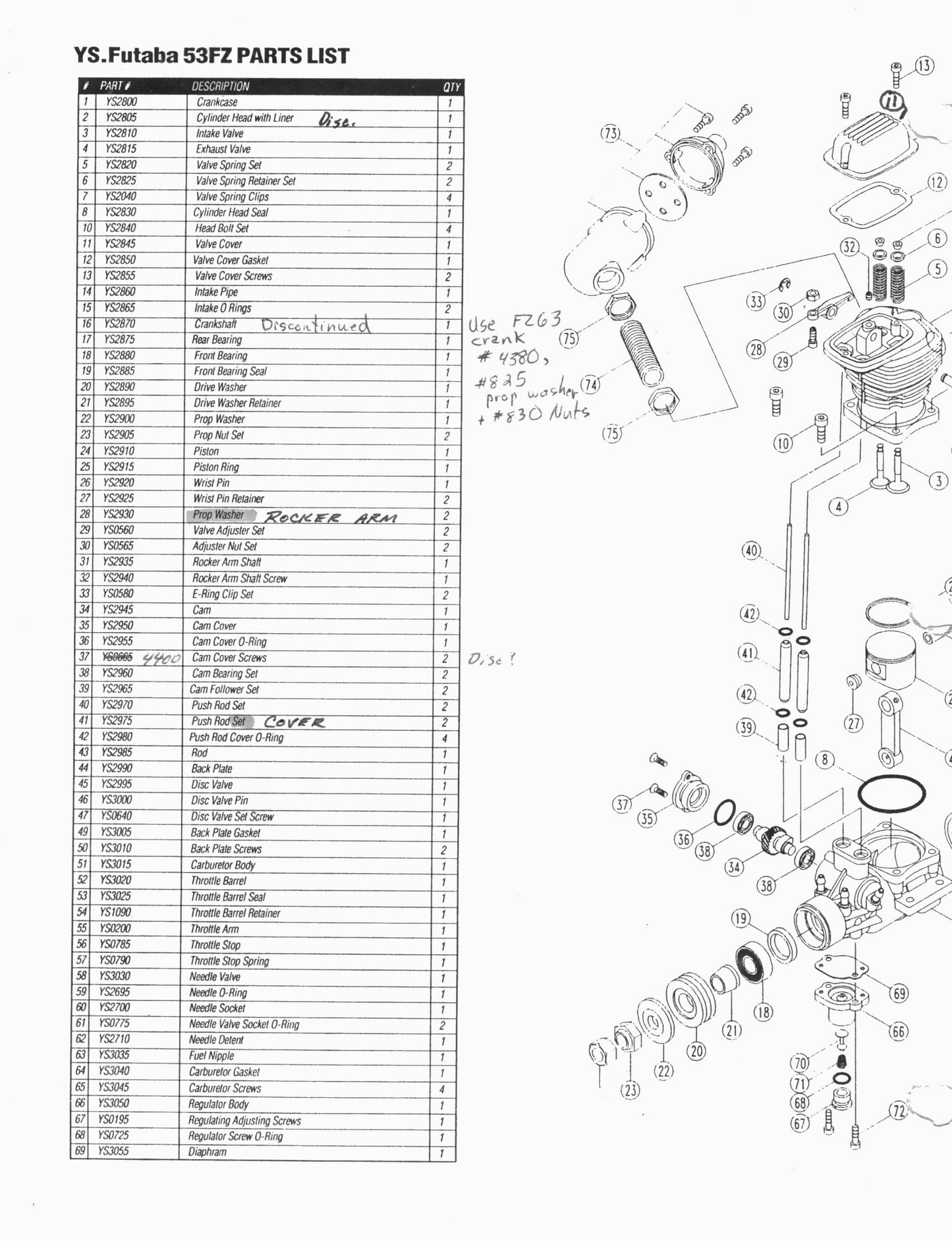 YS FZ53 EXPLODED PARTS DIAGRAM