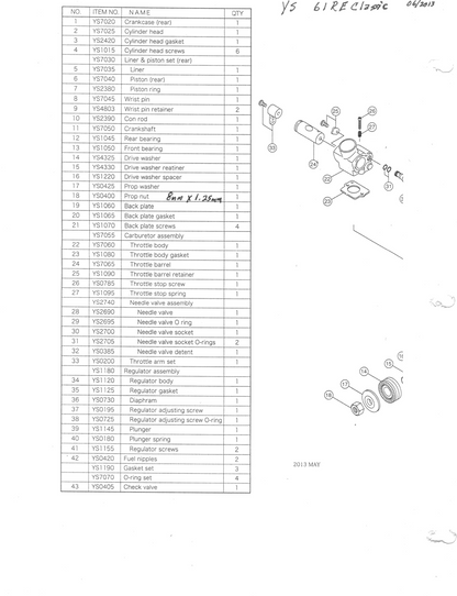 YS 61RE CLASSIC PARTS DIAGRAM