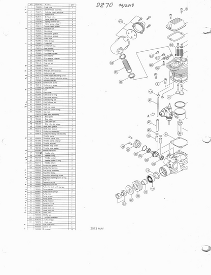 YS DZ70 PARTS LIST