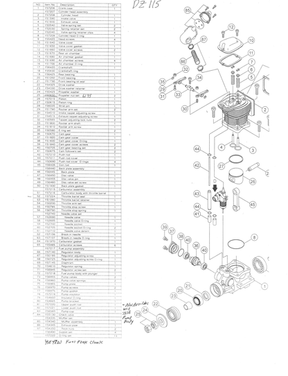 YS DZ115 PARTS LIST