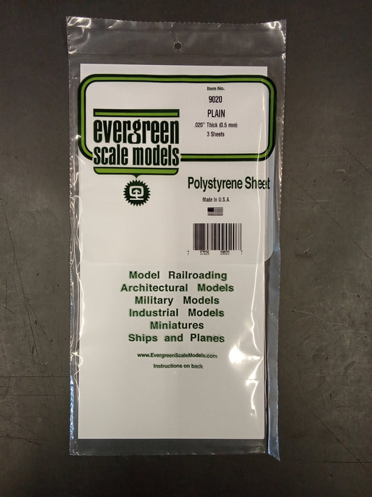 EVERGREEN  WHITE STYRENE 6X12 .020"