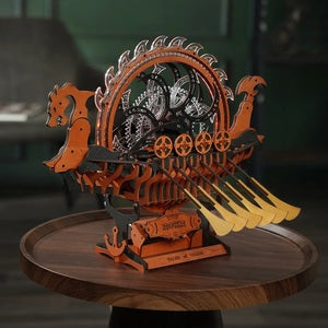 Viking Dragon Ship, Mechanical 3D Wooden Puzzle
