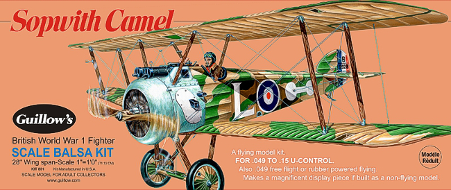 Guillows Sopwith Cammel Balsa Wood Airplane Kit