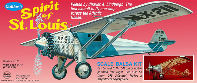 Guillows Ryan NYP Spitit of St Louis Balsa Wood Airplane Kit